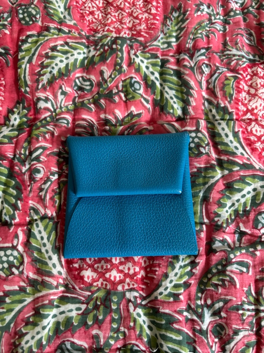 Hermes blue Leather Bastia coin purse  -